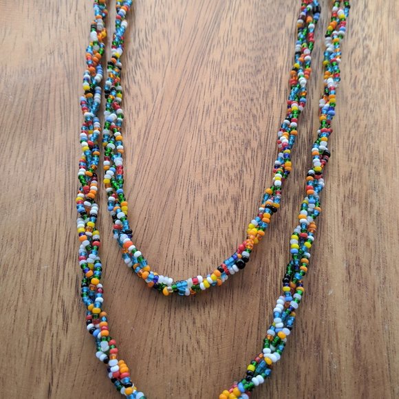 Vintage Braided 3 Strand Seed Bead Necklace - Picture 6 of 6